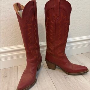 Red Leather Western Boots